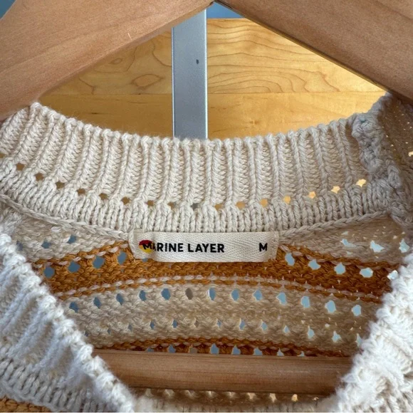 Marine Layer Cream and Tan Striped Sweater - Picture 2 of 4